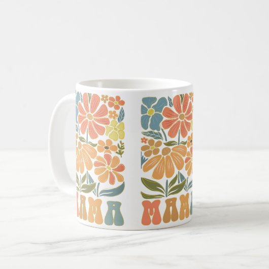 Boho Floral Pastel MAMA Geschenk Kaffeetasse (Vorderseite Links)