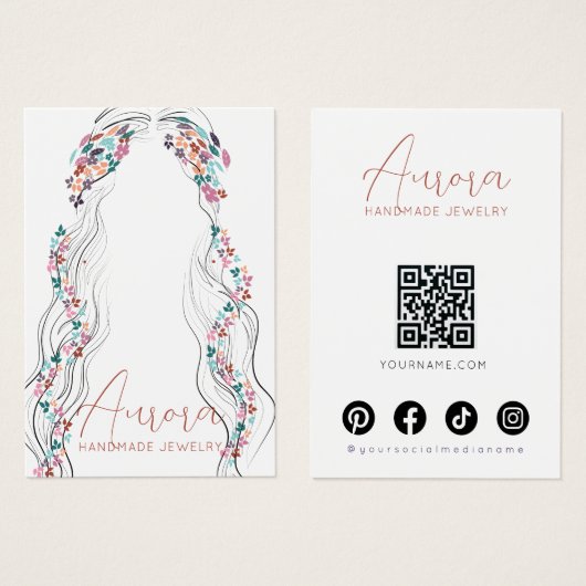 Boho Floral Pastel Wavy Hair Earrings Display Card (Vorne & Hinten)