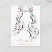 Boho Floral Pastel Wavy Hair Girl Blume Ohrringe Visitenkarte (Vorderseite)