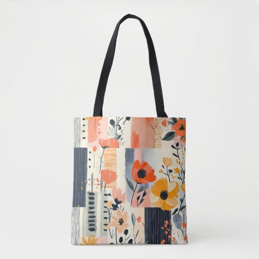 Boho Floral Patchwork Pattern Tasche (Vorderseite)
