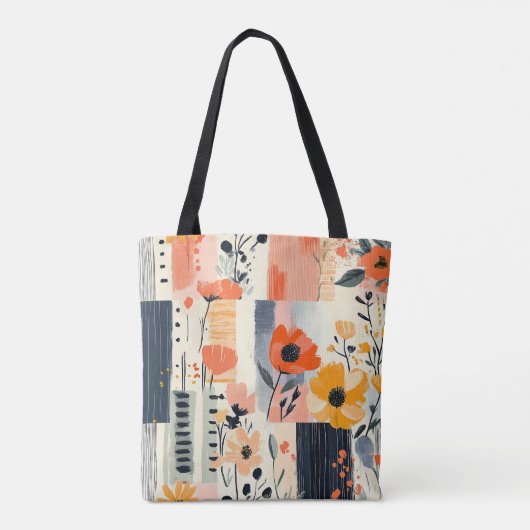 Boho Floral Patchwork Pattern Tasche (Rückseite)