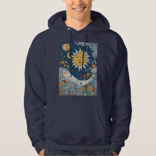 Boho Floral Patchwork Sun und Moon Hoodie