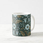 Boho Floral Pattern Blau Kaffeetasse (VorderseiteRechts)