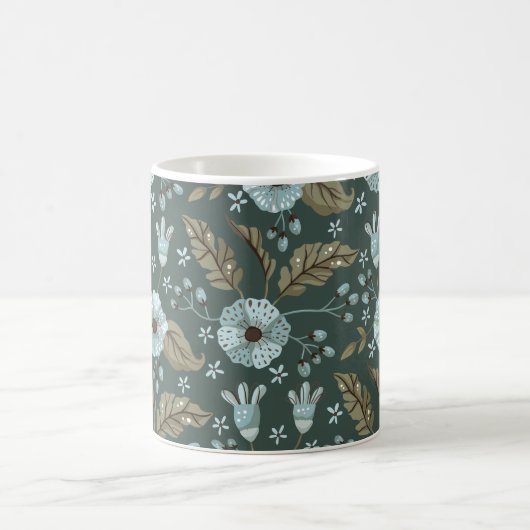 Boho Floral Pattern Blau Kaffeetasse (Mittel)