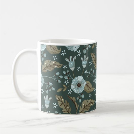 Boho Floral Pattern Blau Kaffeetasse (Links)