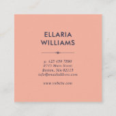 Boho Floral Pattern - Coral & Navy Blue Quadratische Visitenkarte (Rückseite)