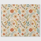 Boho Floral Pattern in Autumn Tones Geschenkpapier (Flach)