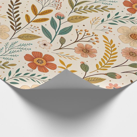 Boho Floral Pattern in Autumn Tones Geschenkpapier (Ecke)