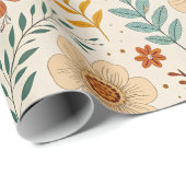 Boho Floral Pattern in Autumn Tones Geschenkpapier (Rolleneckpunkt)