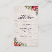 Boho Floral Pattern - Navy Blue & Birch Visitenkarte (Rückseite)