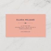 Boho Floral Pattern - Navy Blue & Coral Visitenkarte (Rückseite)