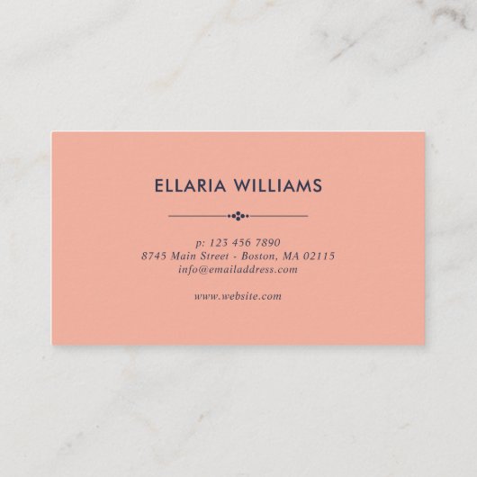 Boho Floral Pattern - Navy Blue & Coral Visitenkarte (Rückseite)