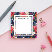 Boho Floral Pattern - Navy Blue - Individuelle Nam Post-it Klebezettel