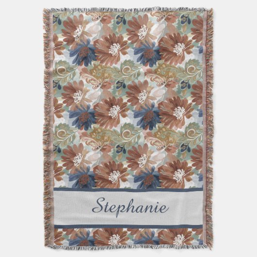 Boho Floral Pattern Throw Blanket Decke (Vorderseite Vertikal)