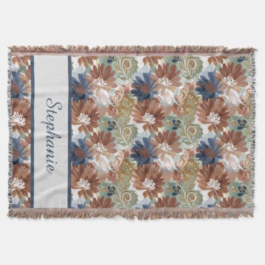 Boho Floral Pattern Throw Blanket Decke (Vorderseite)