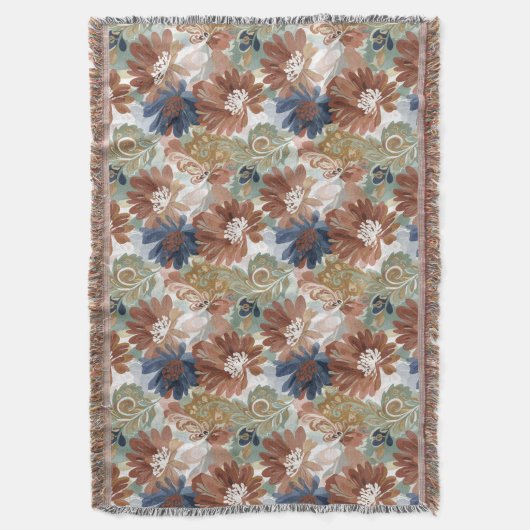 Boho Floral Pattern Throw Blanket Decke (Vorderseite Vertikal)