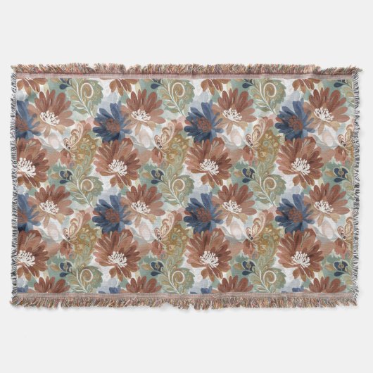 Boho Floral Pattern Throw Blanket Decke (Vorderseite)