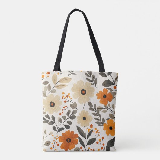 Boho Floral Pattern Tote Bag Tasche (Rückseite)