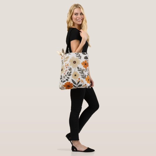 Boho Floral Pattern Tote Bag Tasche (Am Model)
