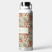 Boho Floral Pattern Water Bottle Trinkflasche (Rückseite)