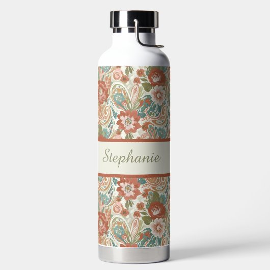Boho Floral Pattern Water Bottle Trinkflasche (links)