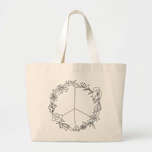 Boho Floral Peace Sign Jumbo Stoffbeutel (Vorne)
