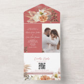 Boho Floral Peach Wedding All In One Einladung (Innen Boden)