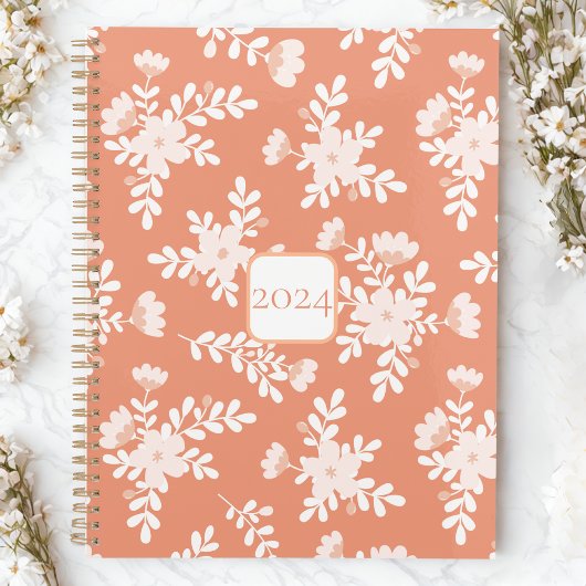 Boho Floral Peach & White Planer