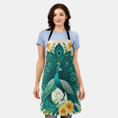 Boho Floral Peacock Schürze (Getragen)