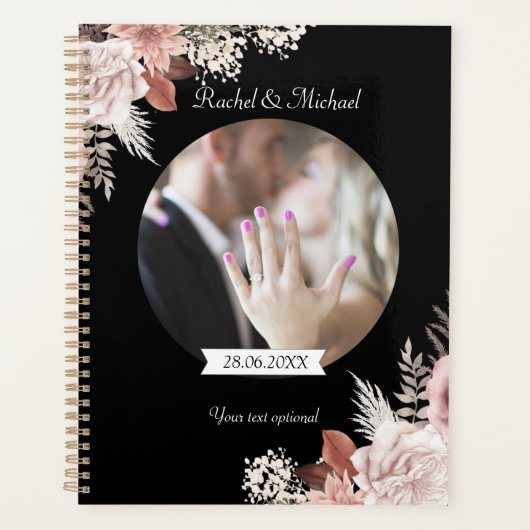 Boho Floral Personalibar Foto Hochzeit Planner Planer (Vorderseite)