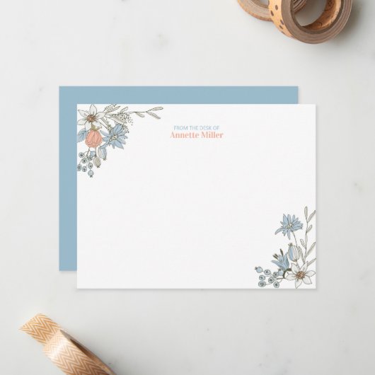 Boho Floral Personalisiert Stationery Note Card Mitteilungskarte (Vorderseite/Rückseite Beispiel)