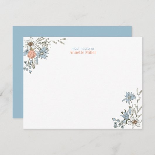 Boho Floral Personalisiert Stationery Note Card Mitteilungskarte (Vorne/Hinten)