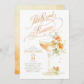 Boho Floral Petals und Prosecco Brautparty Einladung (Vorne/Hinten)