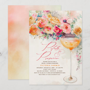 Boho Floral Petals und Prosecco Brautparty Einladung