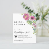 Boho Floral Pink Budget Bridal Dusche Einladung (Stehend Vorderseite)