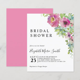 Boho Floral Pink Budget Bridal Dusche Einladung