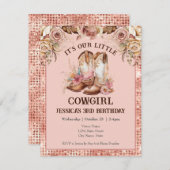 Boho Floral Pink Cowgirl Birthday Rodeo Einladung (Vorne/Hinten)