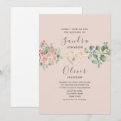 Boho Floral Pink Dusty Rose Wedding Einladung (Vorne/Hinten)