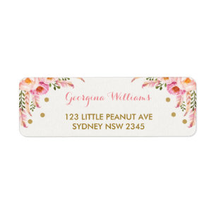 Boho Floral Pink Gold Babydusche Etikett