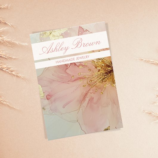 Boho Floral Pink Handmade Schmuck Earring Display Visitenkarte