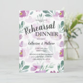 Boho Floral Pink Hochzeit Probe Dinner Einladung (Stehend Vorderseite)
