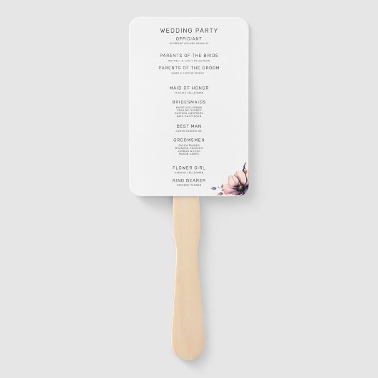 Boho Floral Pink Hochzeitsprogramm Fächer (Rückseite)