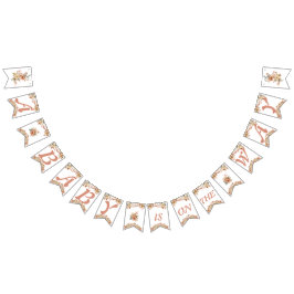 Boho Floral Pink Letters on White Baby Shower Wimpelkette