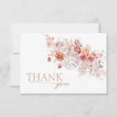 Boho Floral Pink Orange Baby Dusche Dankeskarte (Vorderseite)