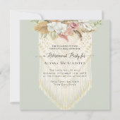 BOHO Floral Pink Pampas Grass Macrame Pension Einladung (Vorderseite)