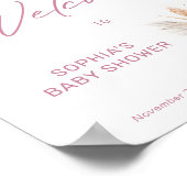 Boho Floral Pink Pumpkin Baby Dusche Willkommen Poster (Ecke)