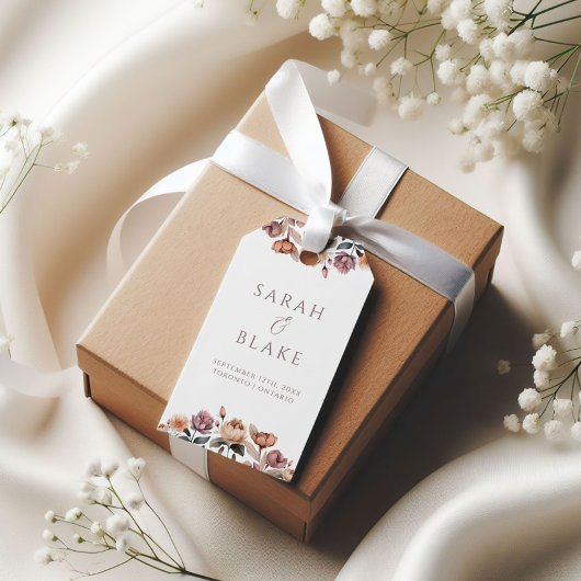 Boho Floral Pink Rose Garden Wedding Geschenkanhänger