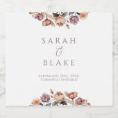 Boho Floral Pink Rose Hochzeit Sparkling Weinkelle Schaumweinetikett (Einzelnes Label)