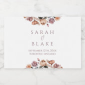 Boho Floral Pink Rose Wedding Mini Schaumweinetikett (Einzelnes Label)