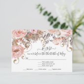Boho Floral Pink Roses Earth Tone UAWG Response RSVP Karte (Stehend Vorderseite)
